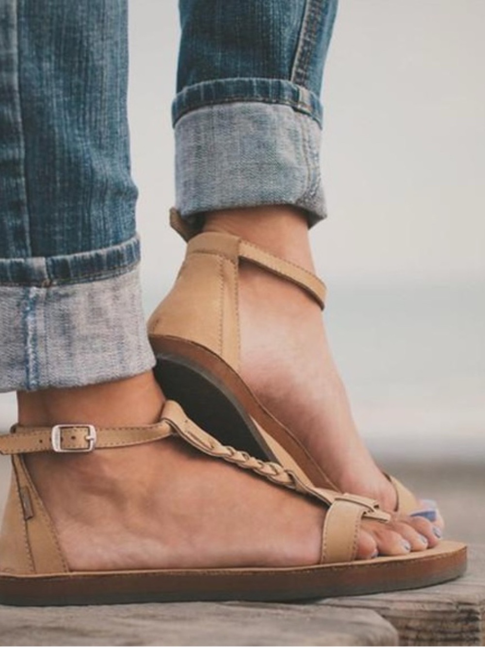 Rainbow 9 Sandals Calafia braided t-strap sandals leather adjustable ankle strap